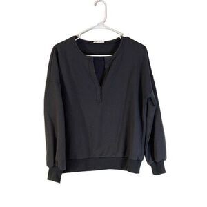 In Loom Women's Pullover Sweatshirt Long Sleeve V Neck Size Small Charcoal‎ Gray